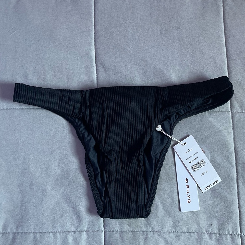 NWT PilyQ Black Pearl Basic Teeny Bikini Bottom - Picture 3 of 11